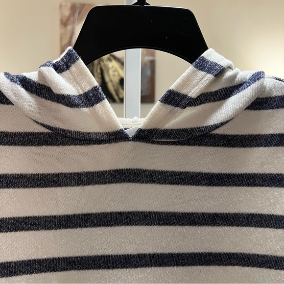 OLD NAVY Off White Navy Blue Striped Sailor Hoodie Pullover Long Sleeve XL - Picture 3 of 12